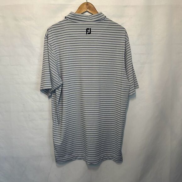 FootJoy Lisle Multi Stripe Self Collar Grey Golf Polo Grey/Royal/Black L Large - Picture 6 of 9
